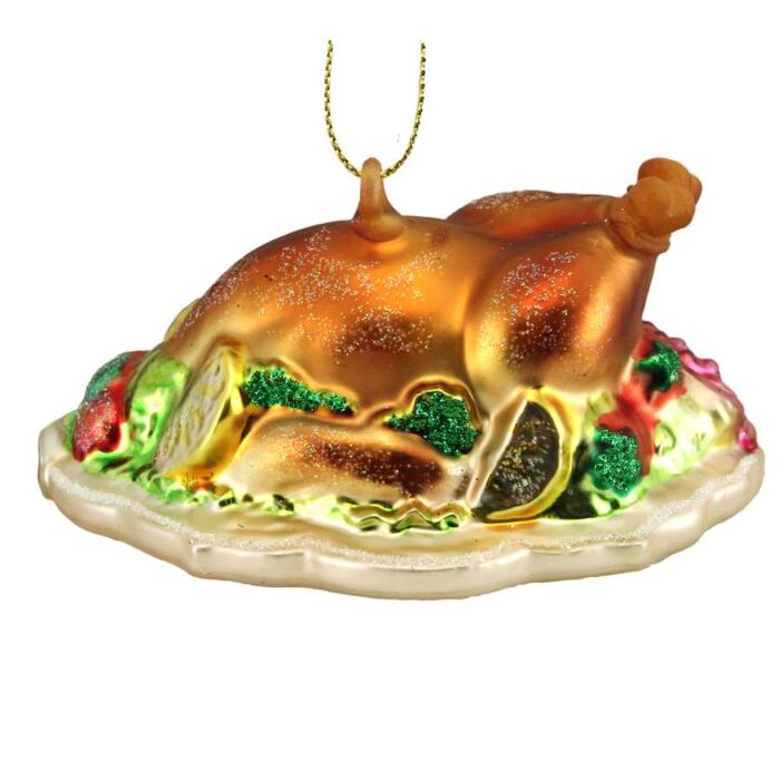 Gisela Graham Turkey Dinner Glass Decoration-2